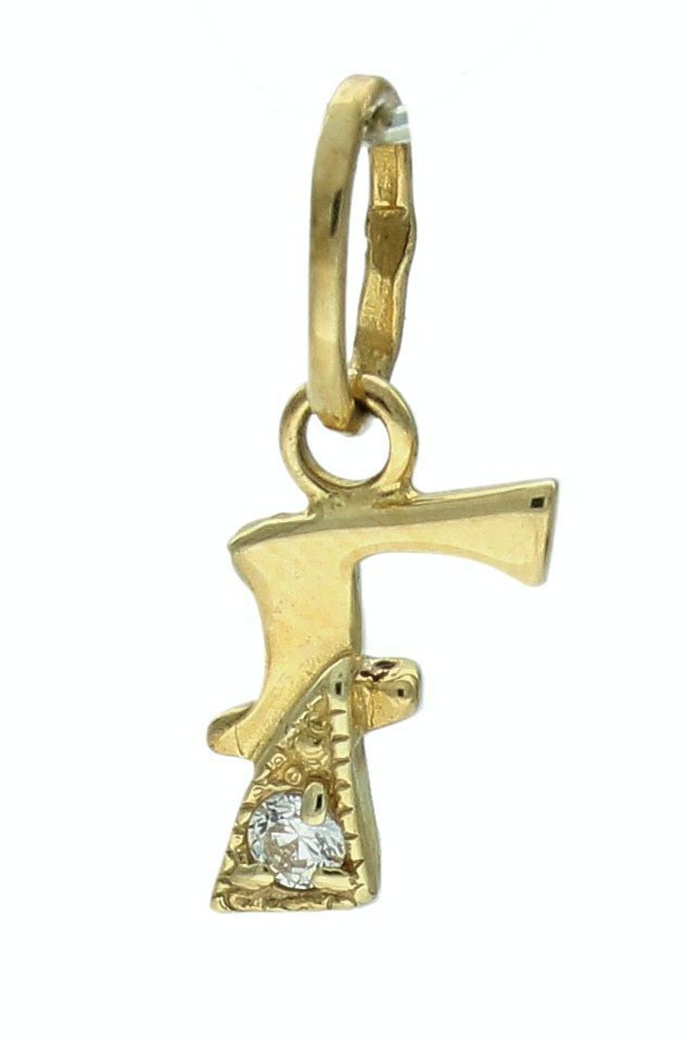 Złota zawieszka damska literka F 333 Złota literka F ozdobiona cyrkoniami Literka Fx.jpg